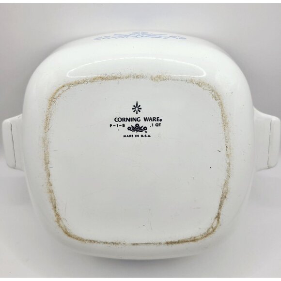 Corning Ware 1 Quart Blue Cornflower Casserole (P-1-B) Square No Lid Vintage - Picture 6 of 10